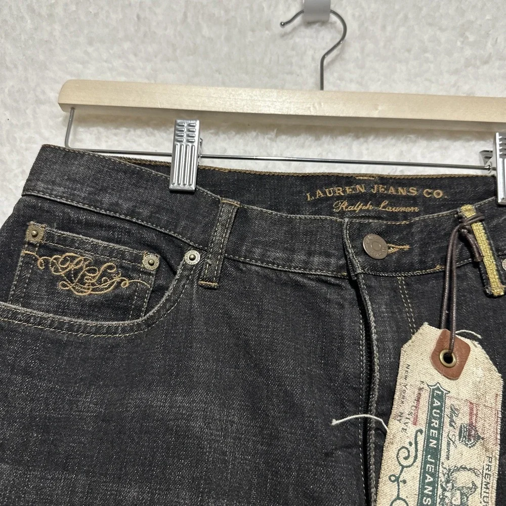 Y2K Vintage Lauren Jeans Co. Ralph Lauren Size 12‎ Black With Decorative Patches - Picture 6 of 16